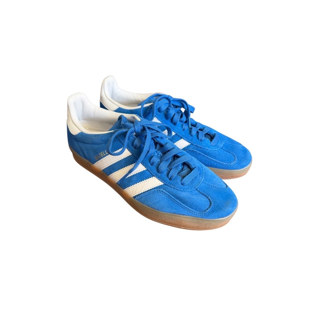 adidas Gazelle Indoor Shows Blue Suede Gum Sole Sneakers Size 8.5